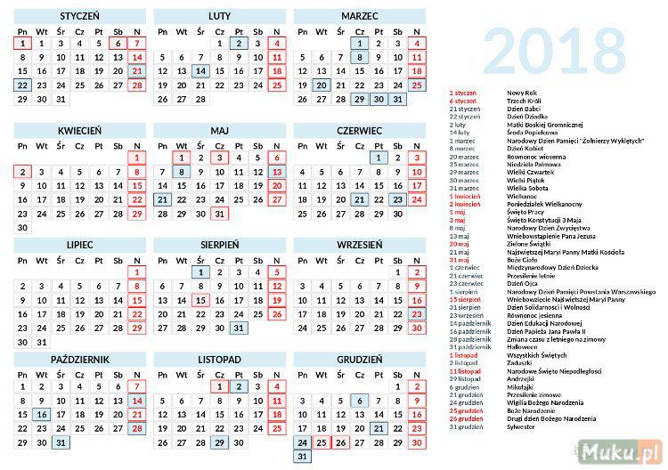 Kalendarz 2018 za darmo