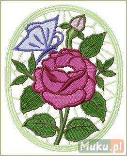 Róża z motylem - Wzór haftu