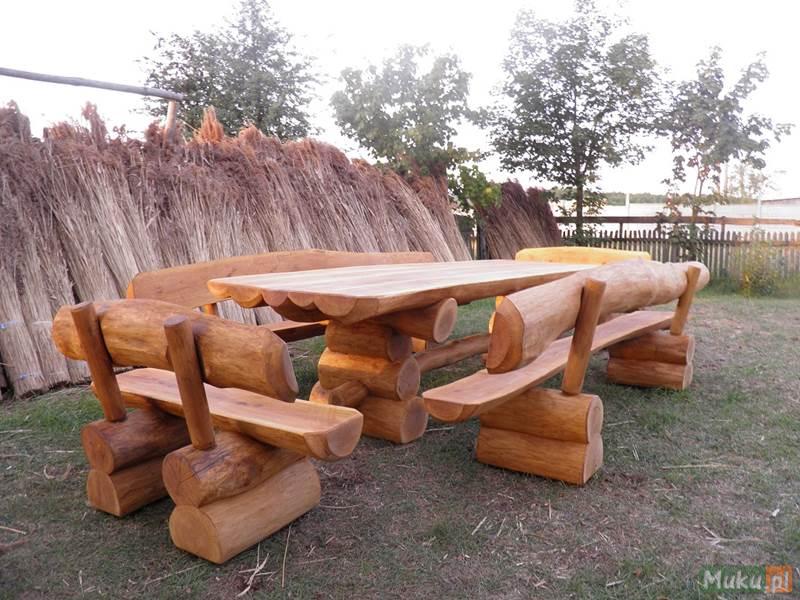 Meble ogrodowe,drewniane ,ławka,stół,hustawki dost
