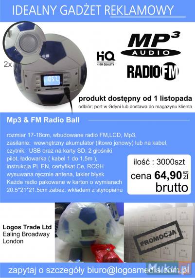 Radio Ball FM Mp3 USB HQ z pilotem 3000szt 58,33zł