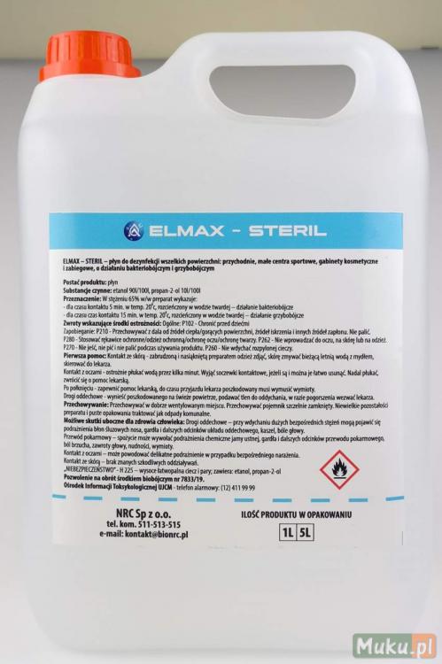 Alkohol etylowy 96 % ELMAX - STERIL
